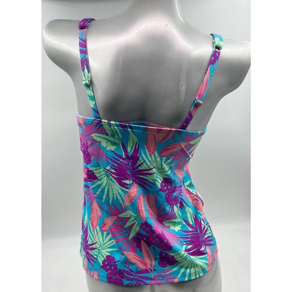 Lands End Tankini Swimsuit Top Womens Size 4 Turquoise Blue Purple Underwire NEW - Picture 6 of 8